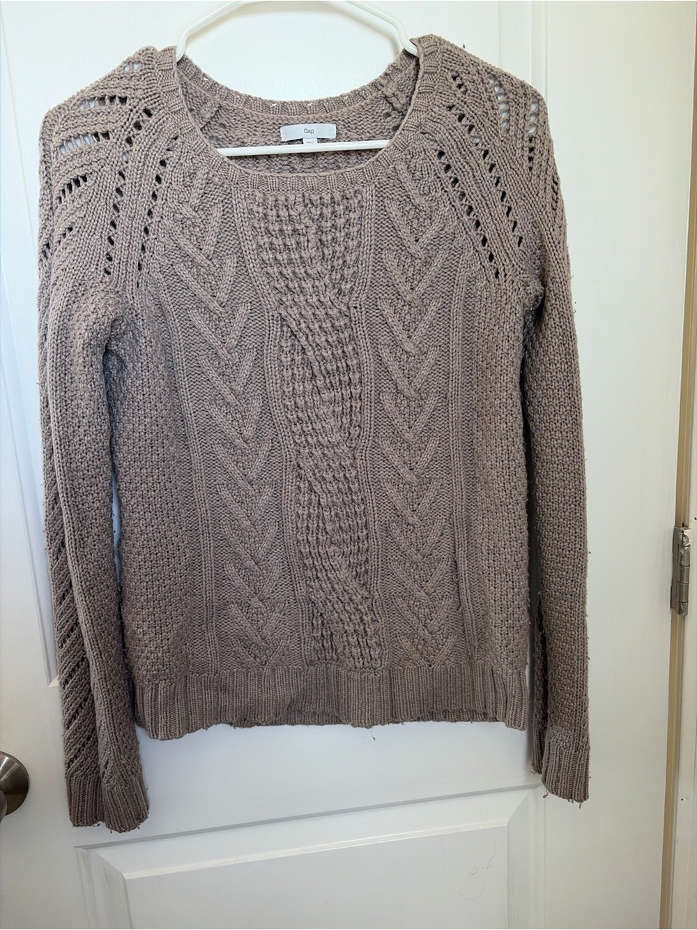 GAP Taupe Cable Crewneck Sweater